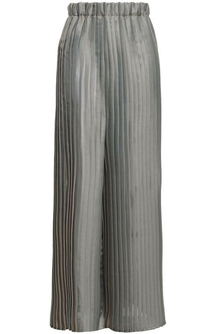 Brunello Cucinelli Metallic Iridescent Pleated Wide Leg Pants Trousers I 46 XL ladies