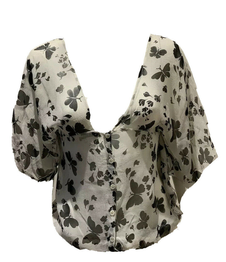 Paul & Joe Silk Black Butterfly Printed Blouse Top Size 1 UK 8 US 4 S small ladies