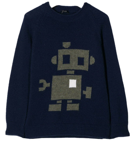 Il Gufo KIDS Boys Children wool robot knit jumper sweater 12 years 6 years children