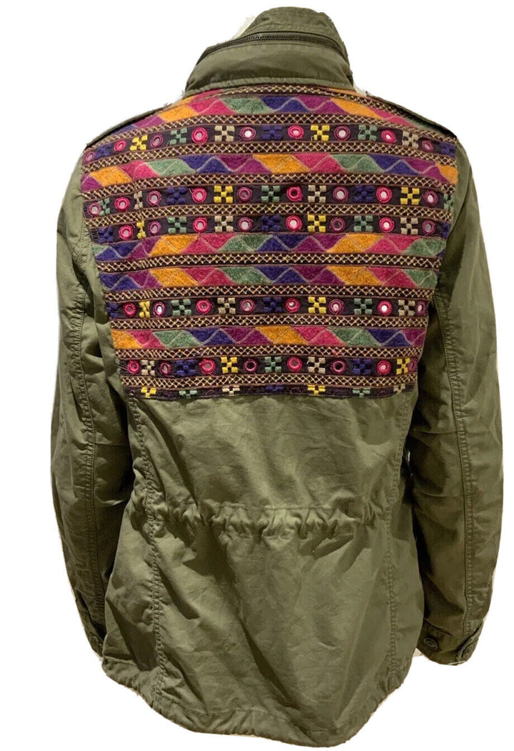 Denim & Supply Ralph Lauren Embellished Embroidered Khaki Army Jacket M Medium ladies