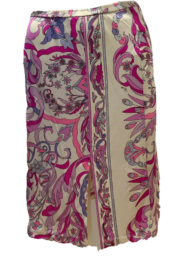 EMILIO PUCCI I 40 UK 8 US 6 S Small SILK Pink Absract Print 2005 Iconic Skirt