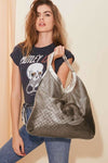 CHANEL Perforated Lambskin Hollywood Hobo Metallic Silver Bag Handbag ladies