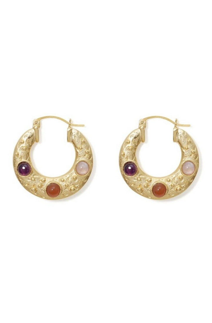 THE MET New York Cypriot Cabochon Hoop 18K Gold Plated Earrings Ladies