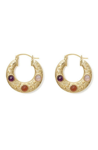 THE MET New York Cypriot Cabochon Hoop 18K Gold Plated Earrings Ladies
