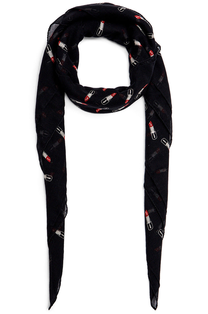 Saint Laurent Classic Lavaliere in black and red lipstick wool examine scarf Ladies