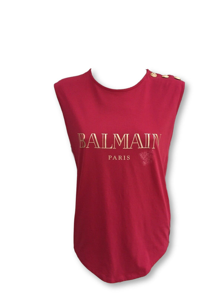 BALMAIN Ladies Cotton Sleeveless Top T-shirt  Ladies