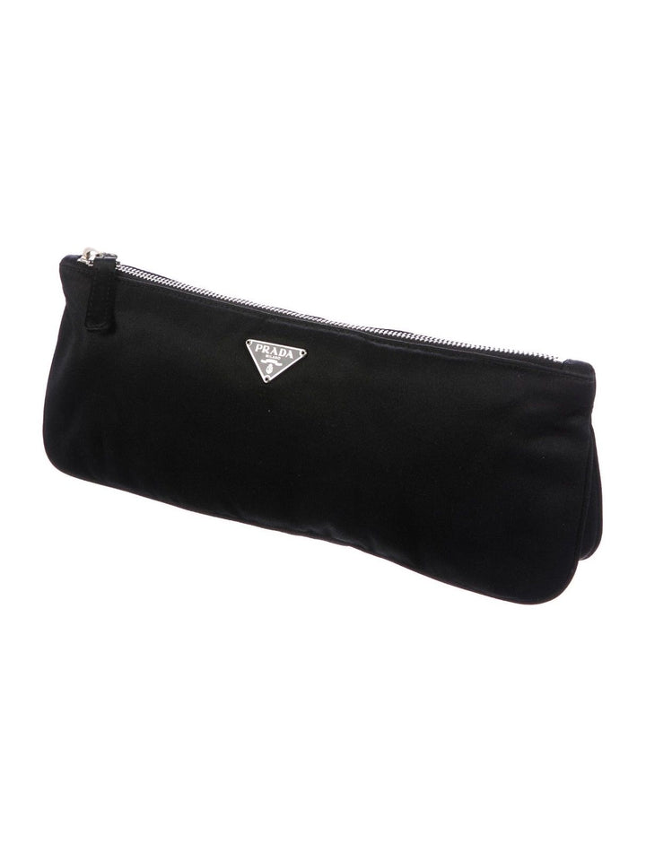 PRADA RASO BLACK SATIN EVENING CLUTCH BAG HANDBAG LADIES