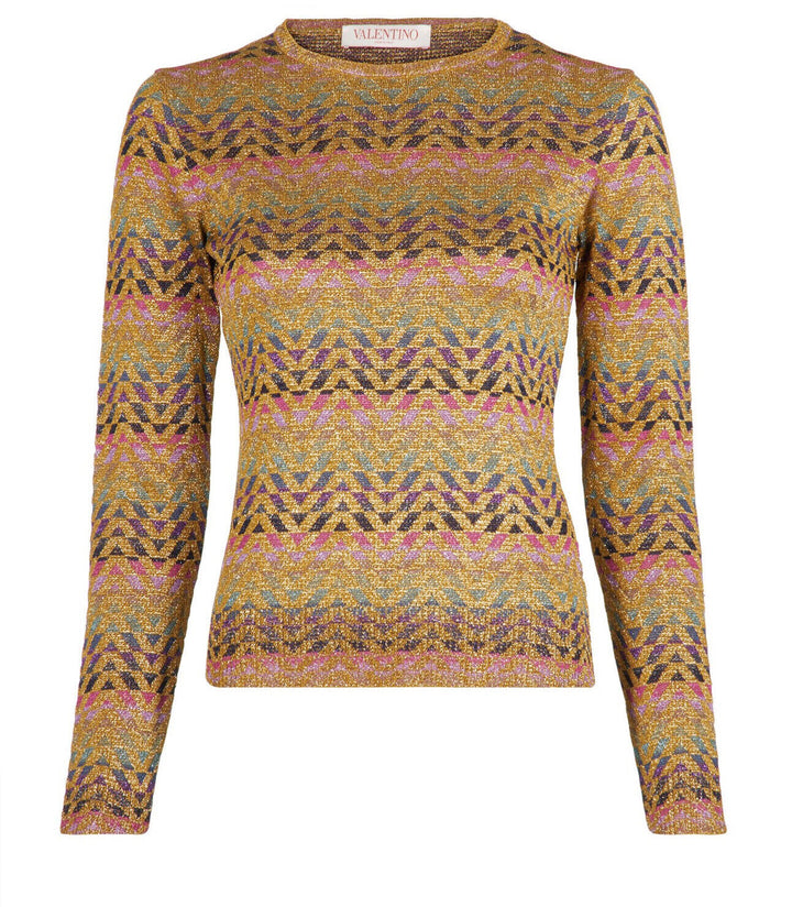 Valentino 2023 Optical Valentino V jacquard lurex sweater jumper S Small ladies