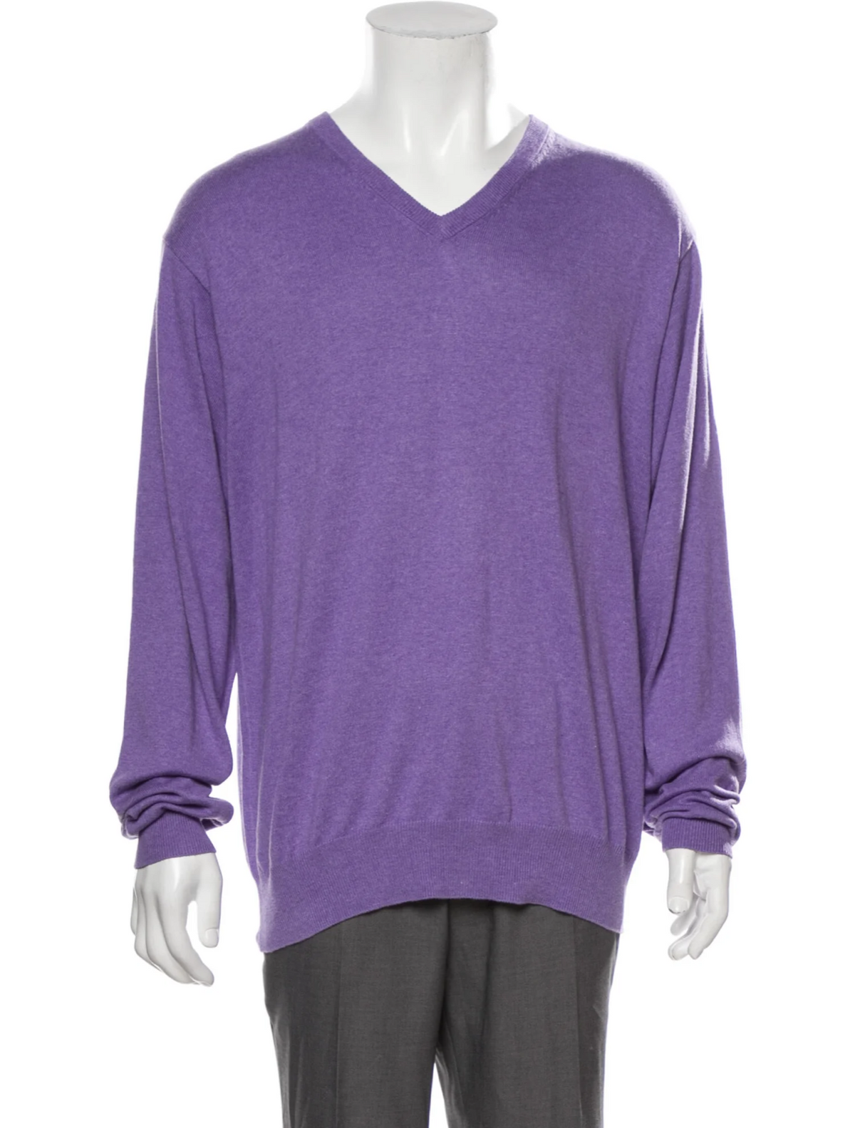J.Crew Purple V neck Jumper Pullover Merino Wool Sweater Size L large men