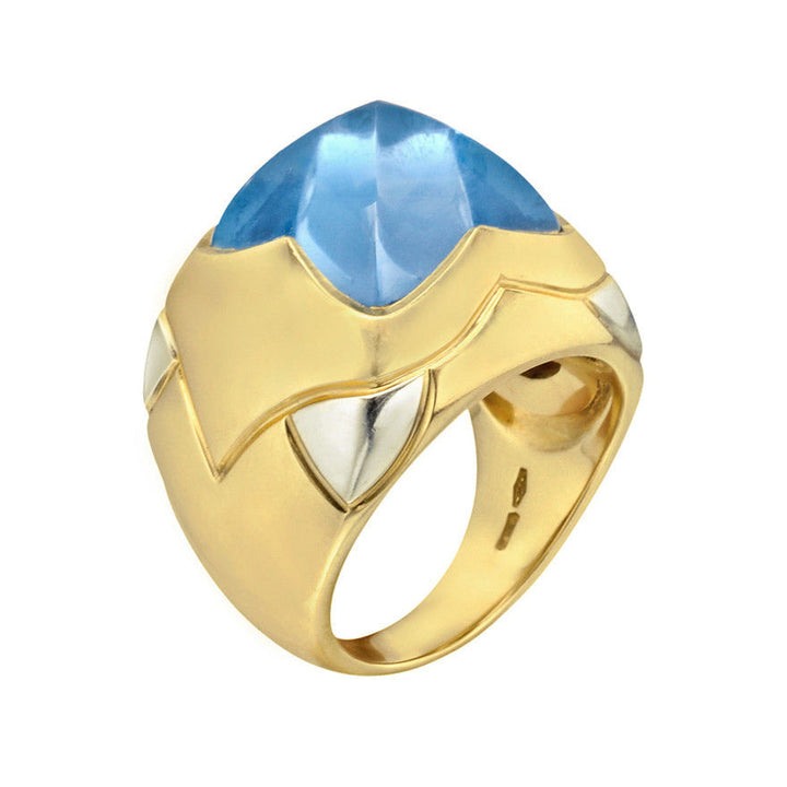 Bvlgari Topaz Pyramide Cocktail Yellow Gold Ring 18K 18ct 750 16g Ladies