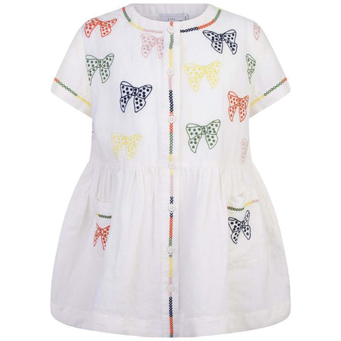 Stella McCartney KIDS Girls’ White Bow Embroidered Linen Kaylee Dress 3 years children