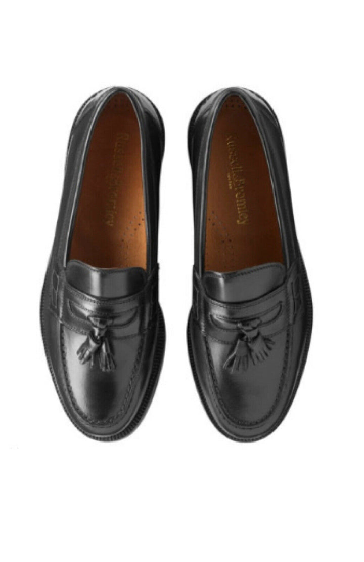 RUSSELL & BROMLEY Tassel College Loafer Shoes Black Leather 39 UK 6 US 9 ladies