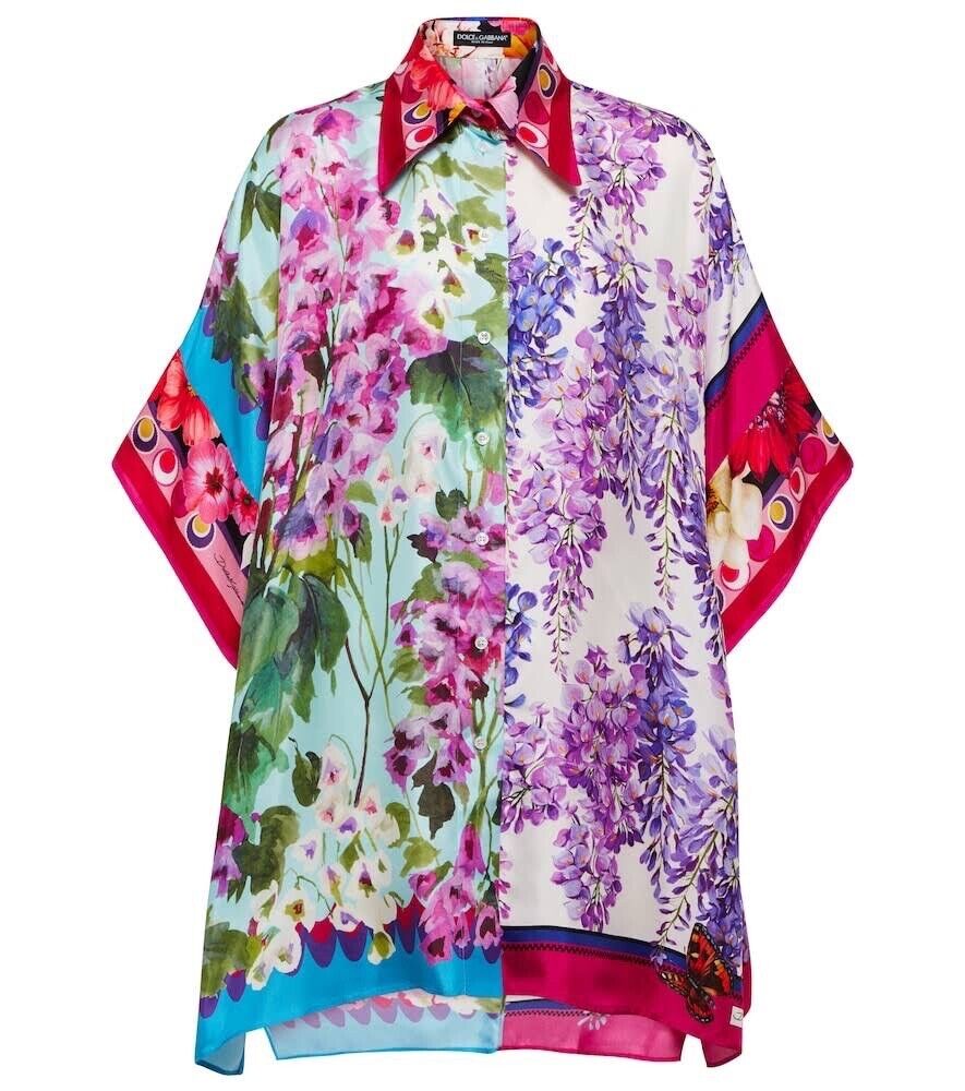 Dolce & Gabbana 2023 Floral-print silk-twill shirt blouse Size I 38 XS ladies