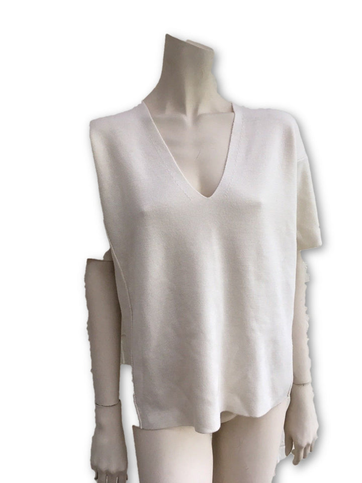 IRIS & INK Pure Wool White Knitted Top Sweater Jumper Ladies