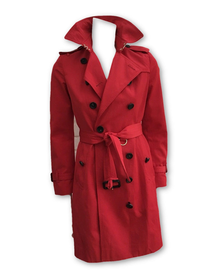 BURBERRY PRORSUM The Sandringham Red Mid-Length Belted Trench US 4 UK 6 I 36 XS Ladies