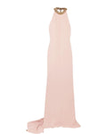 Stella McCartney Pink Chain Stretch-crepe Halterneck Gown Blush Pink Dress I 42 ladies