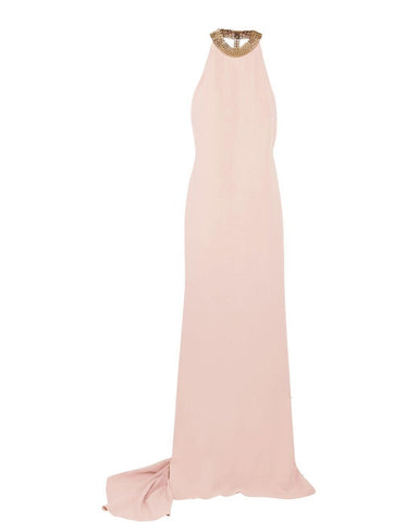 Stella McCartney Pink Chain Stretch-crepe Halterneck Gown Blush Pink D – Afashionistastore Stella McCartney Pink Chain Stretch-crepe Halterneck Gown Blush Pink D – Afashionistastore