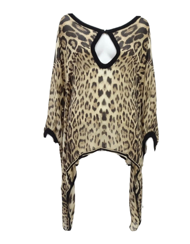 ROBERTO CAVALLI Animal Print Silk Cover Up Kaftan Blouse Size I 42 UK 10 US 6 ladies