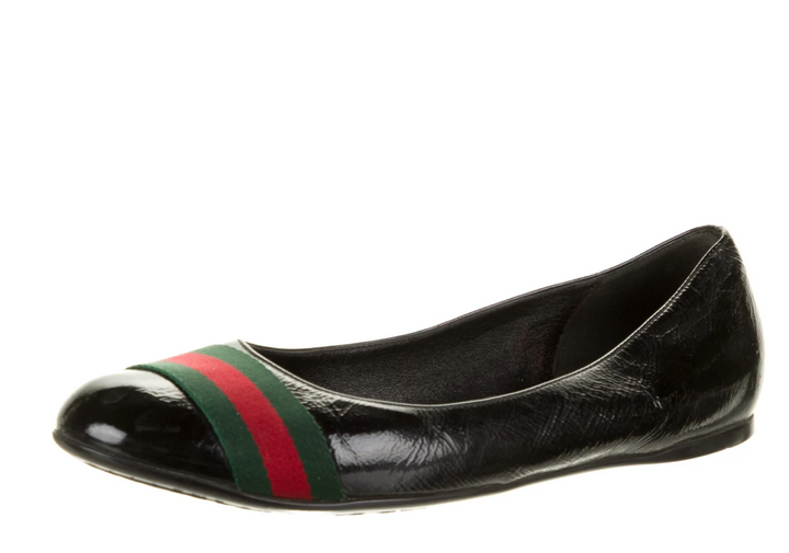 Gucci round-toe flat Patent Leather Printed Ballet Flats Size 40 UK 7 US 10 ladies