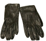 Black Leather Silk Lining Short Gloves Size 7 1/2 ladies