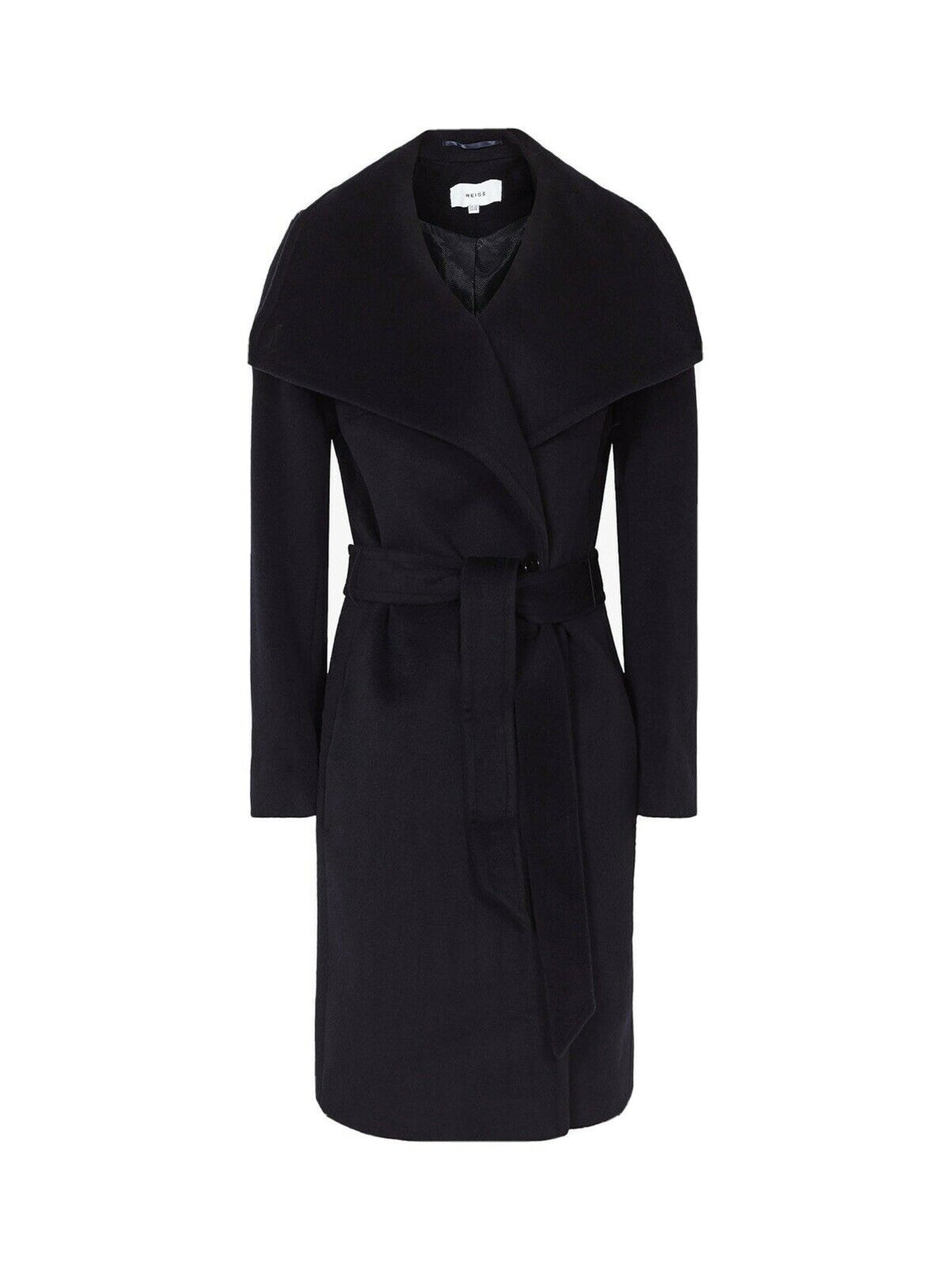 Reiss Womens Luna Belted Longline Wool Coat Navy Size UK 4 US 0 EU 32 ladies
