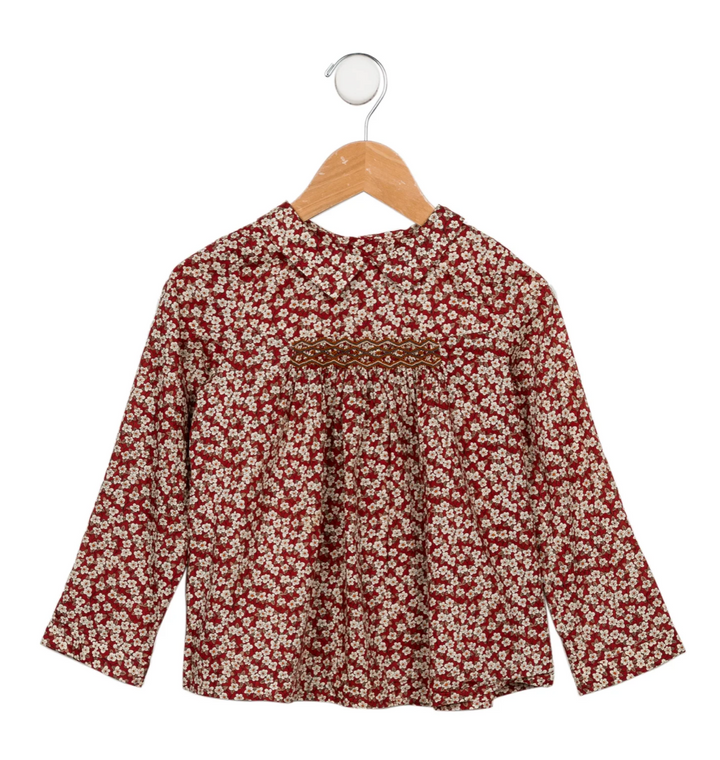 BONPOINT FLORAL LIBERTY PRINT HAND EMBROIDERED BLOUSE SIZE 6 YEARS children