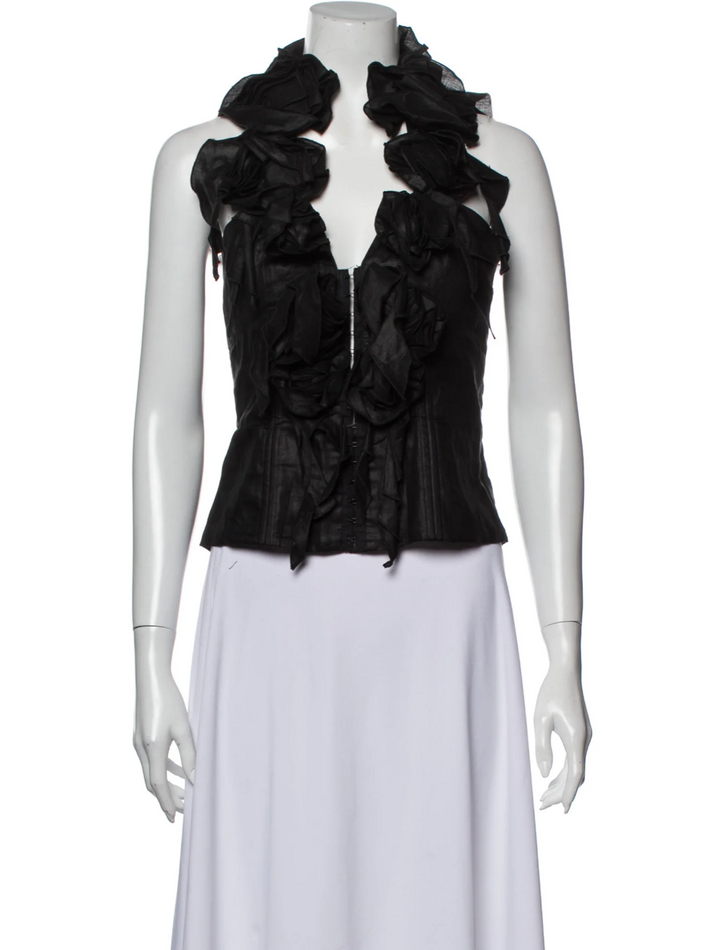 Anne Fontaine Halterneck Sleeveless Backless Crop Top Size F 36 UK 6 US 2 ladies