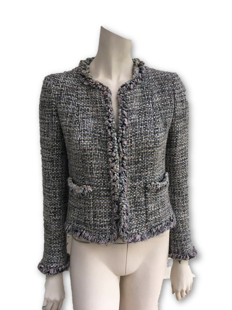 Chanel Pre-owned Collarless Open-Front Tweed Jacket - Red