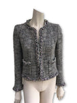 CHANEL : Tweed Collarless Jacket Blazer Wool Ladies