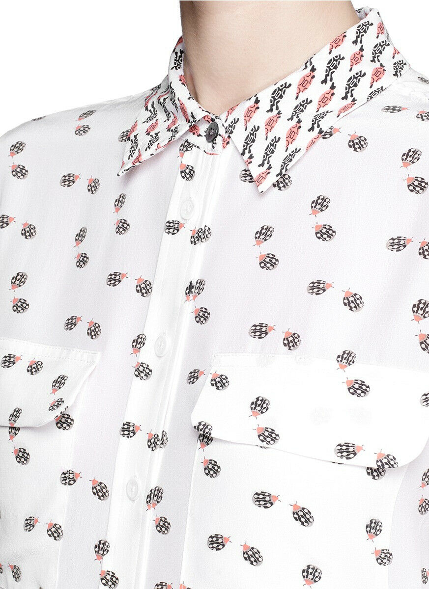 EQUIPMENT Slim Signature Ladybug Print Shirt BLOUSE SIZE S/P Small ladies