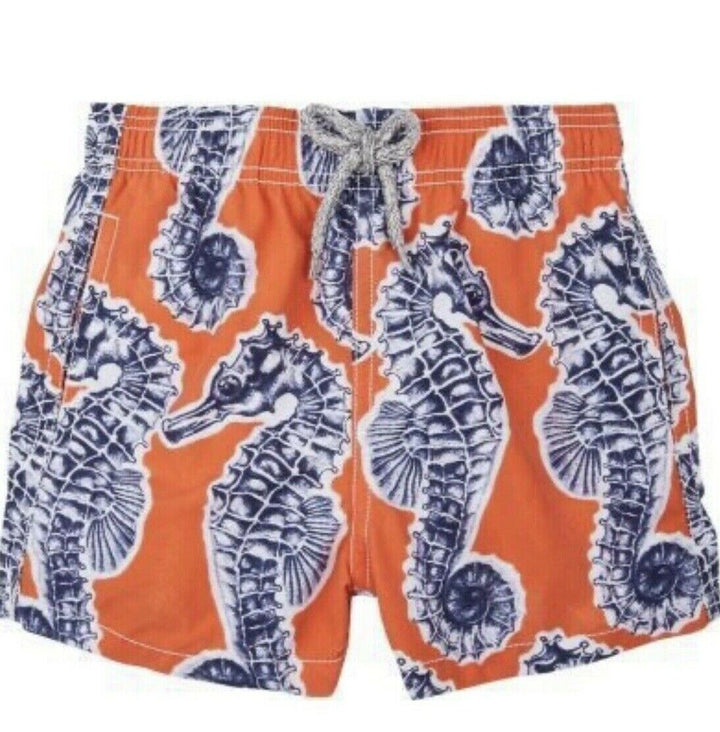 Vilebrequin SEAHORSE Orange Kids Swim Shorts Truck Swimwear 8 years old children