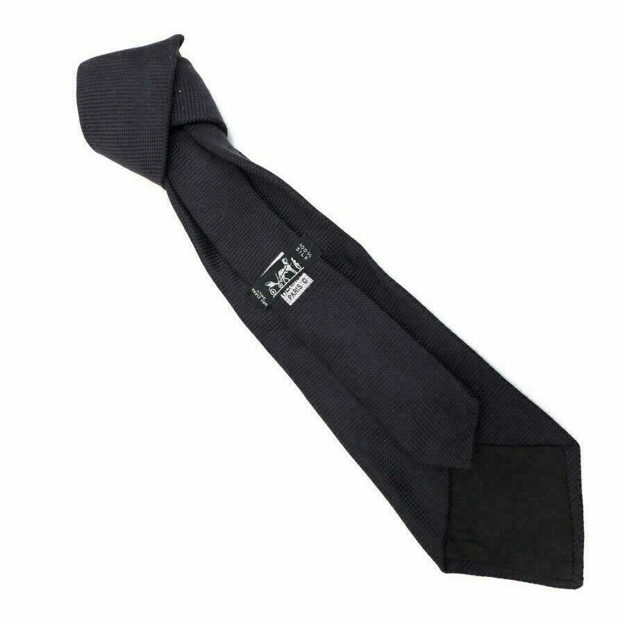 Hermès HERMES Paris Silk 233623 SA Heavy Silk Navy 100% AUTHENTIC Men