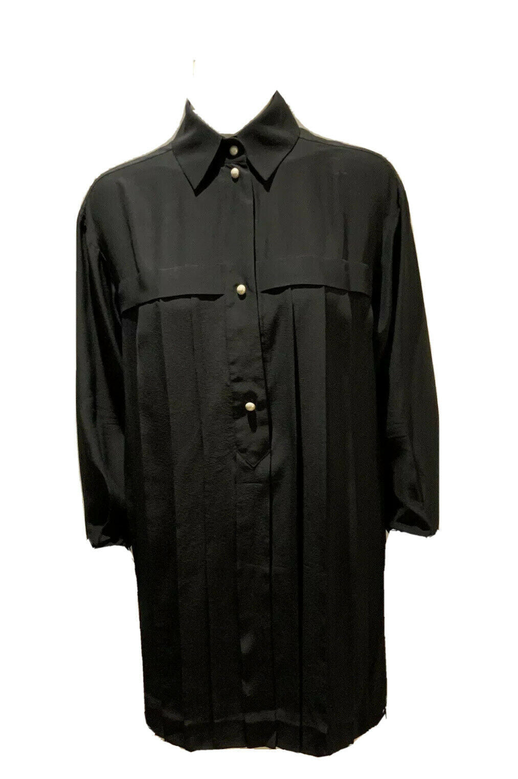 Chanel 2013 Pleated Silk Shirt Dress Pearls Buttons Amazing F 38 UK 10 US 6 ladies