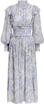 ZIMMERMANN 2020 Lucky Shirred Printed Midi Dress Size 0 XS ladies
