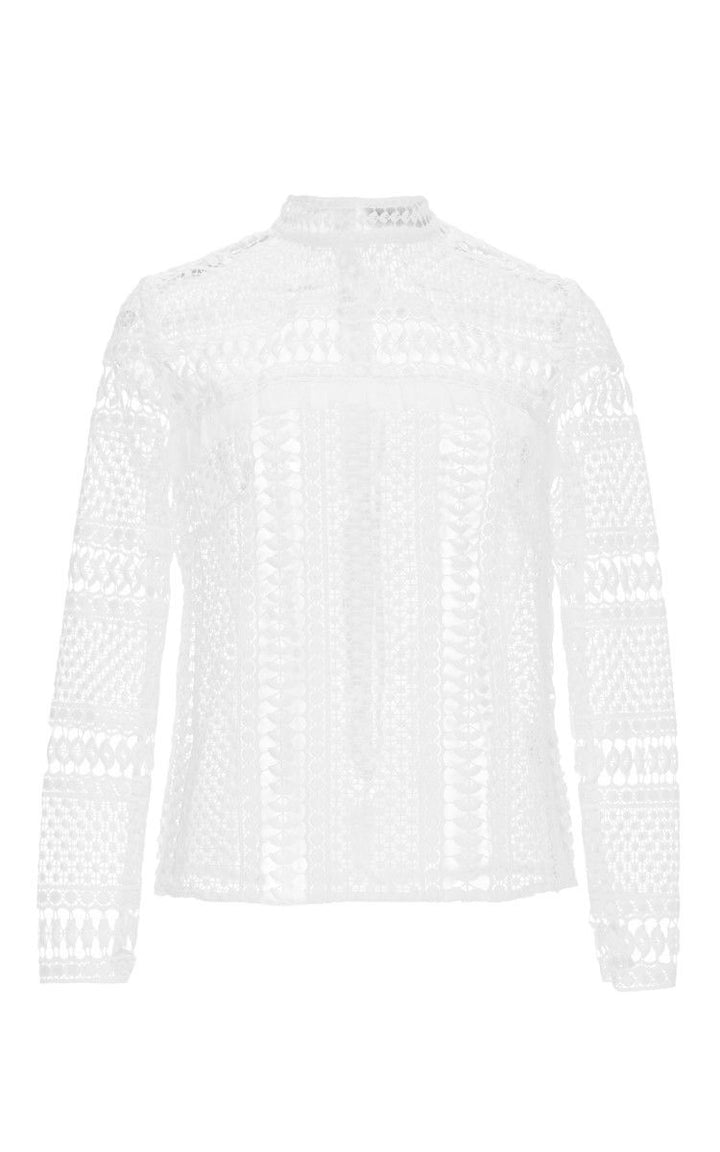 Self Portrait White Contrast lace panelled top blouse Size UK 12 US 8 Ladies