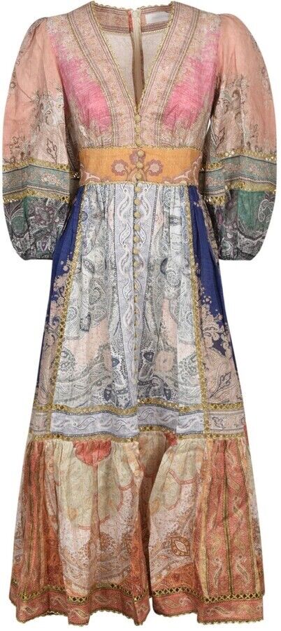 Zimmerman 2022 Anneke Lantern Midi Dress Size 0P XXS ladies