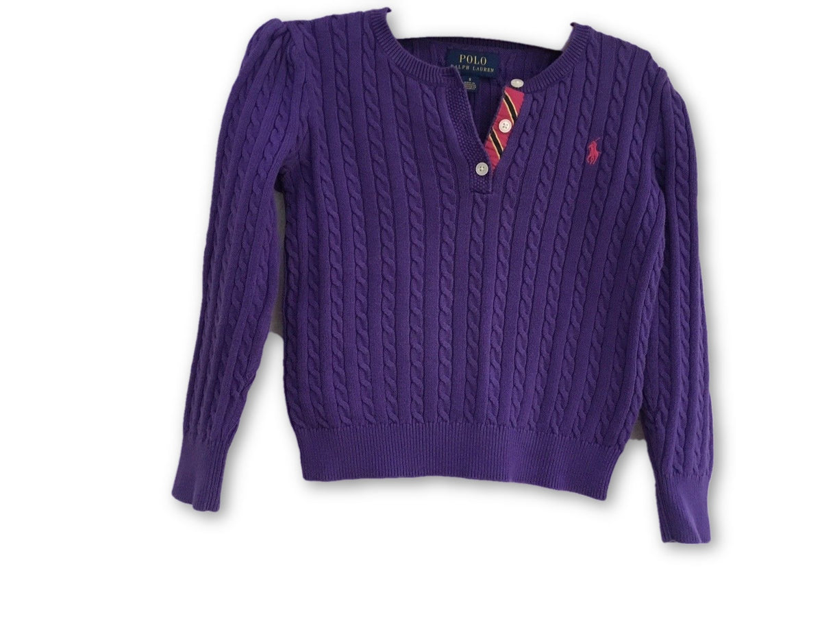 Ralph Lauren Polo purple cable knit sweater jumper 5 years old Children