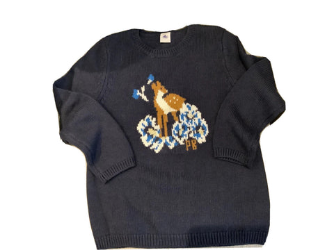 Petit Bateau deer intarsia navy blue sweater jumper size 6 years 116 cm children