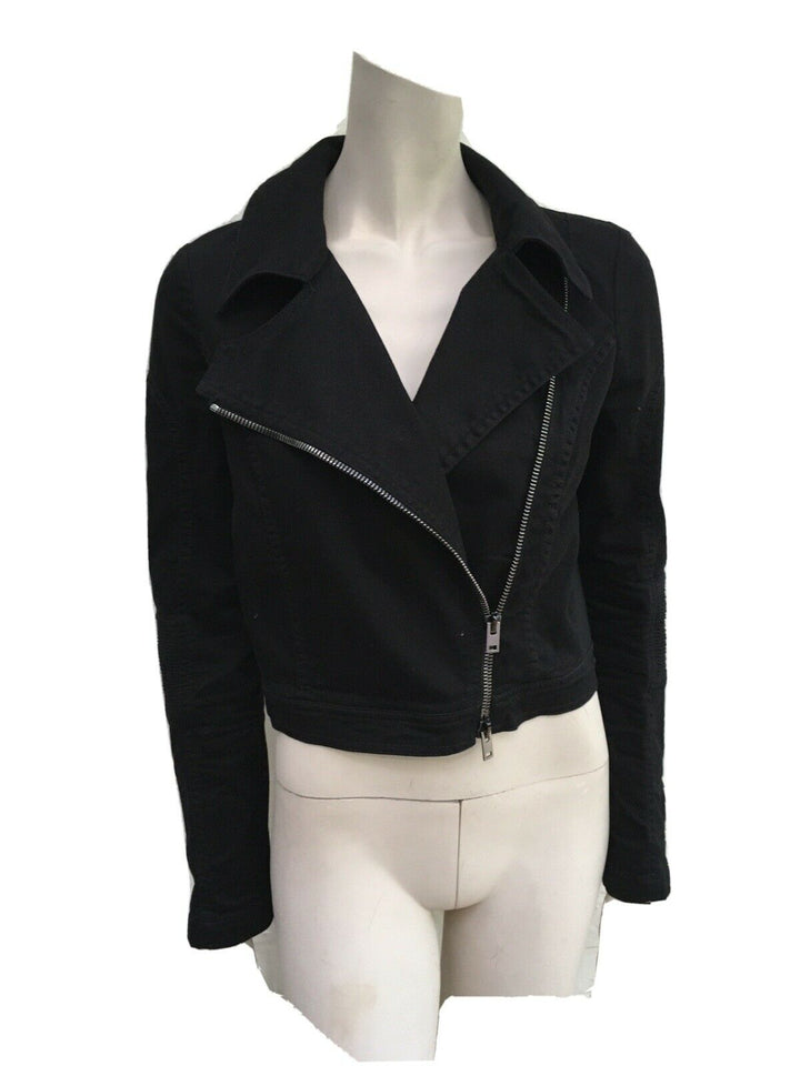Stella McCartney Biker Denim Jeans Black Jacket Size I 42 UK 10 US 6 ladies