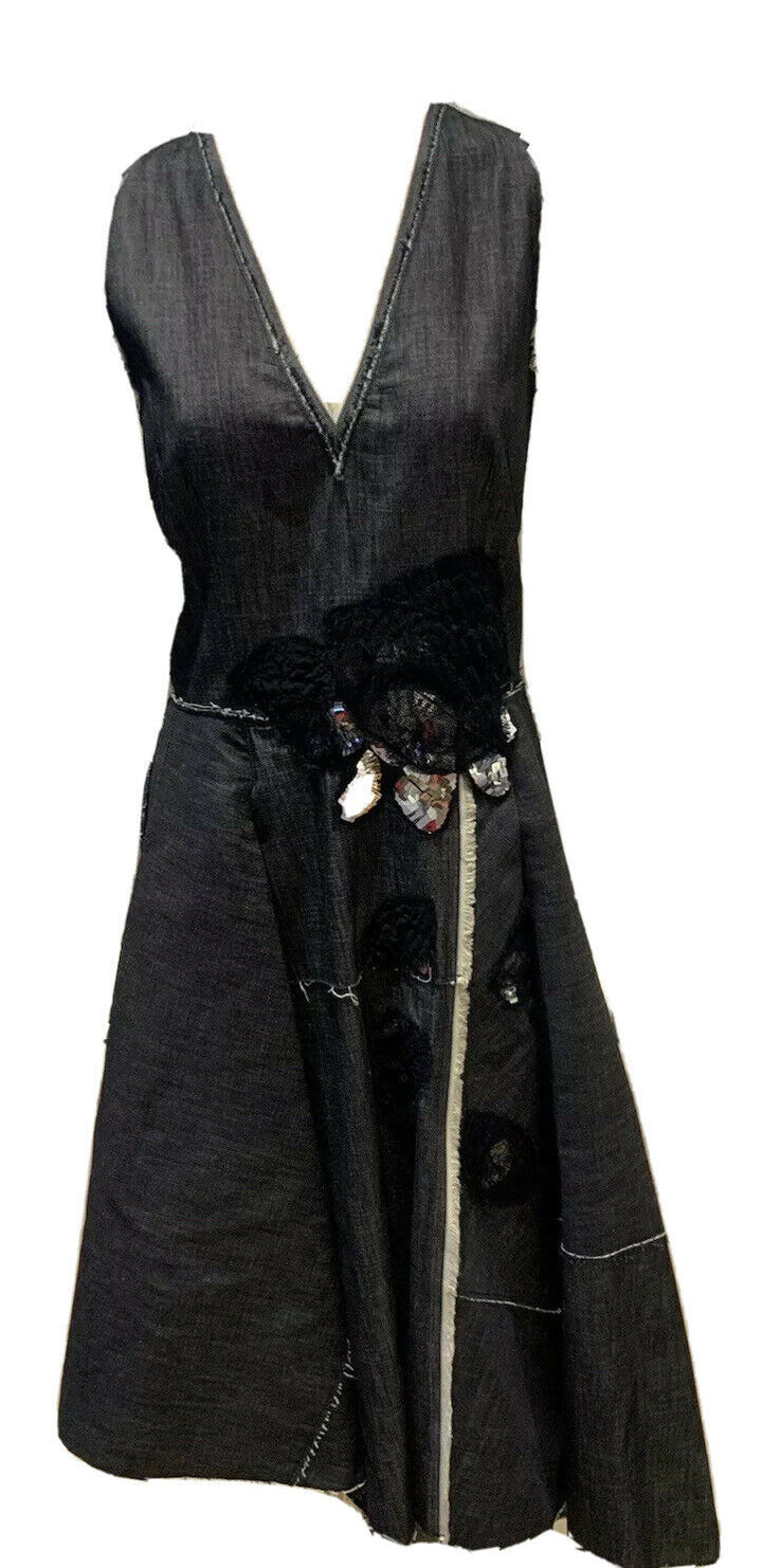 Bottega Veneta Runaway Midnight Blue Denim Embellished Dress I 42 UK 10 US 6 LADIES