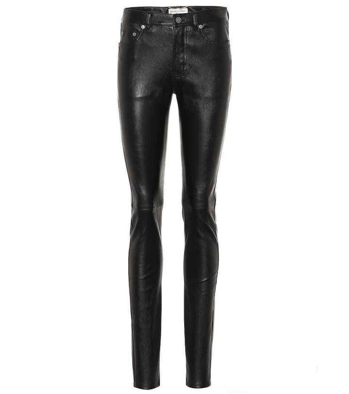 Saint Laurent SOLD OUT Black Leather skinny pants trousers F 38 UK 10 US 6 Ladies