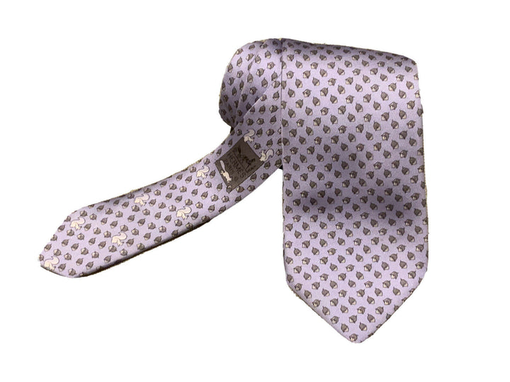 Hermès HERMES Paris 625851 IA Purple 100% Silk Tie “Squirrels” Men