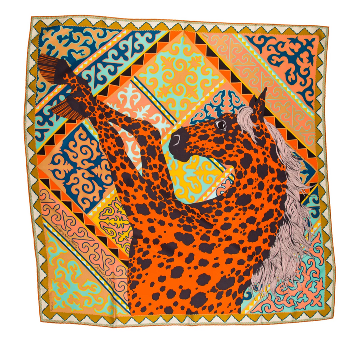 Hermès Hermes Paris Cashmere Silk Appaloosa Des Steppes Shawl 140 Scarf ladies