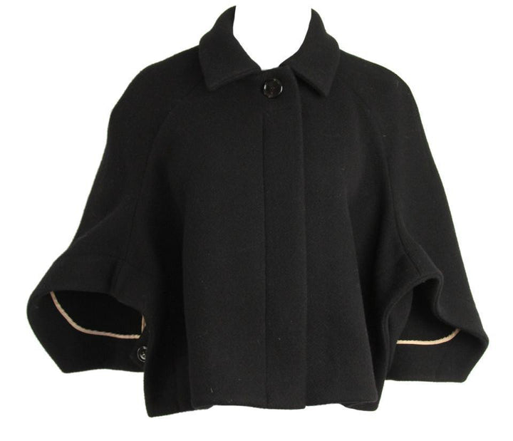 Chloé CHLOE Paris Black Wool Cropped Cape Coat Size F 34 UK 6 US 2 XS Ladies
