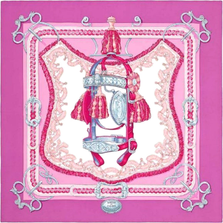 Hermès HERMES Pink Silk Bride De Cour Scarf 90 ladies