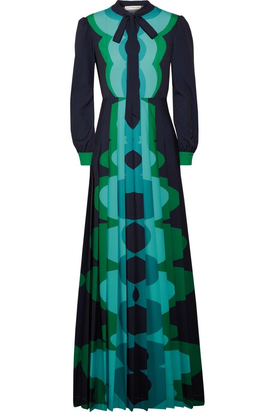 MARY KATRANTZOU Duritz Pleated pussy bow gown Maxi Dress Size 10 US 6 Ladies