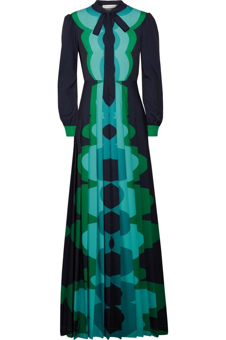 MARY KATRANTZOU Duritz Pleated pussy bow gown Maxi Dress Size 10 US 6 Ladies