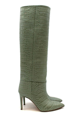 Paris Texas Green Croc-effect leather knee-high boots Size 37 US 7 UK 4 ladies