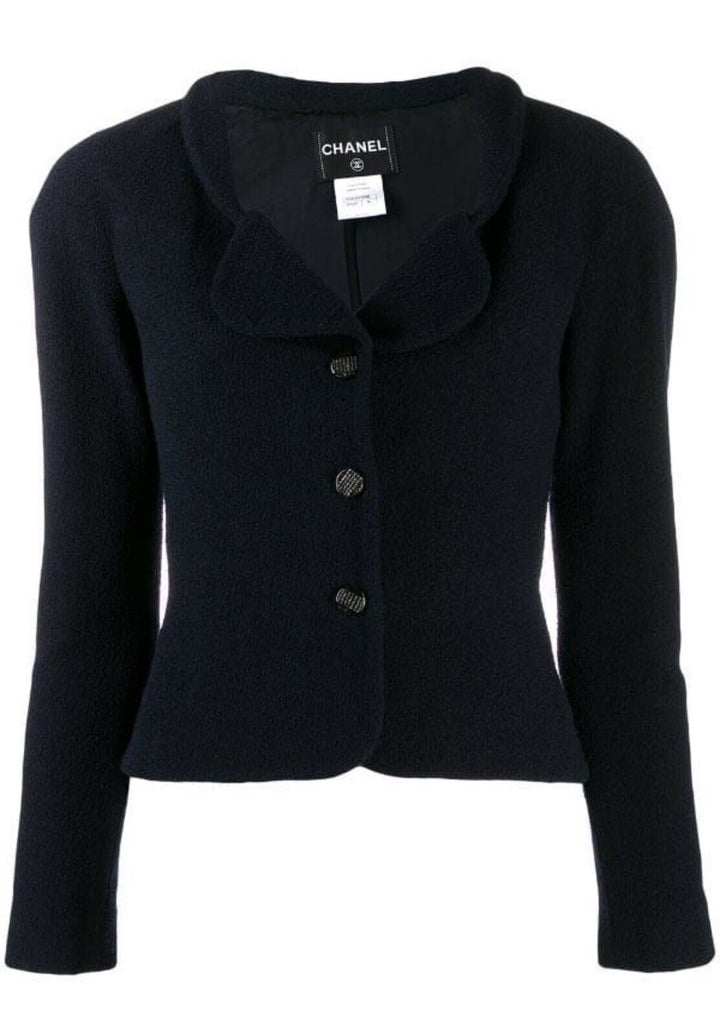 Amazing Rare Chanel Black La Petit Vest Noir Tweed Blazer Jacket F 36 UK 8 US 4 ladies