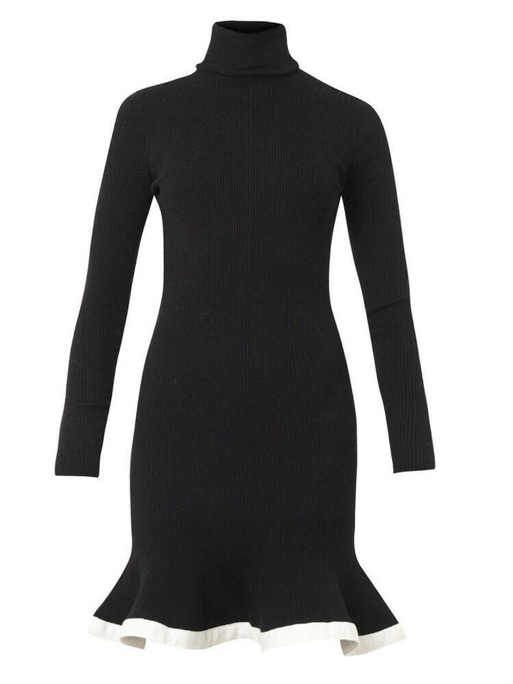 ALEXANDER MCQUEEN MCQ Peplum Black Wool Blend Knit Turtleneck Sweater Size S ladies
